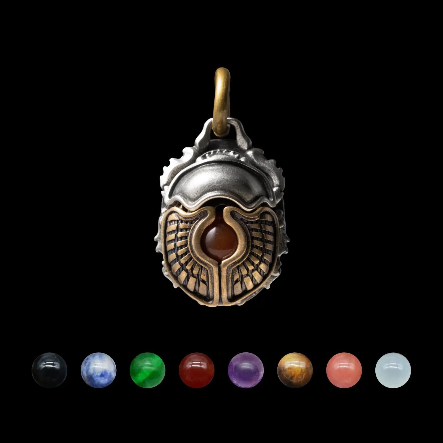 Scarab Pendant Necklace Energy Stone Spiritual Jewelry for Men