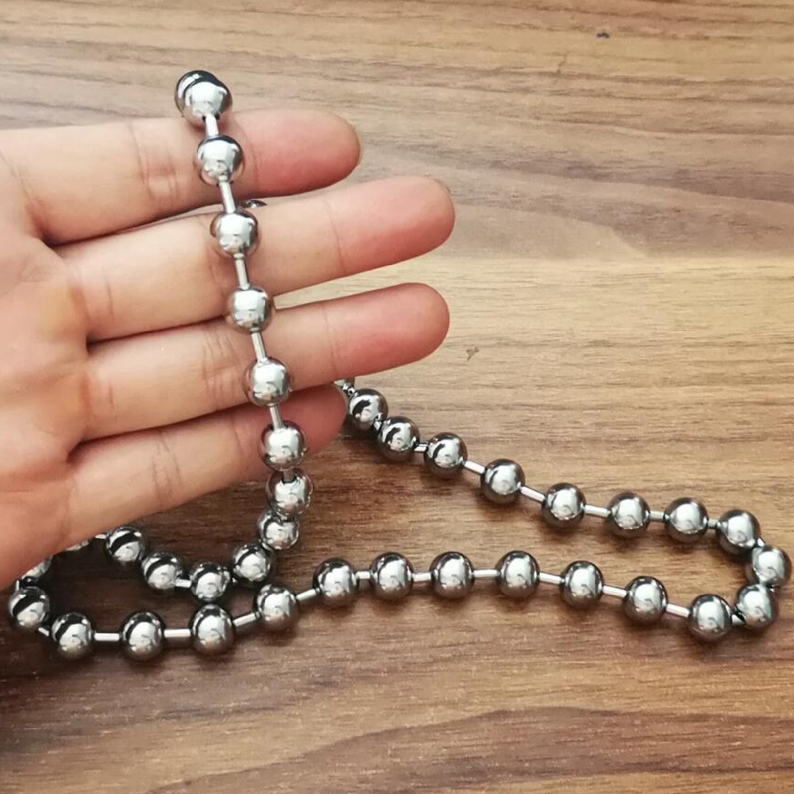 Huge 8/10/12mm Mens Necklace Ball Beads Chain Stainless Steel Silver Any Lenght