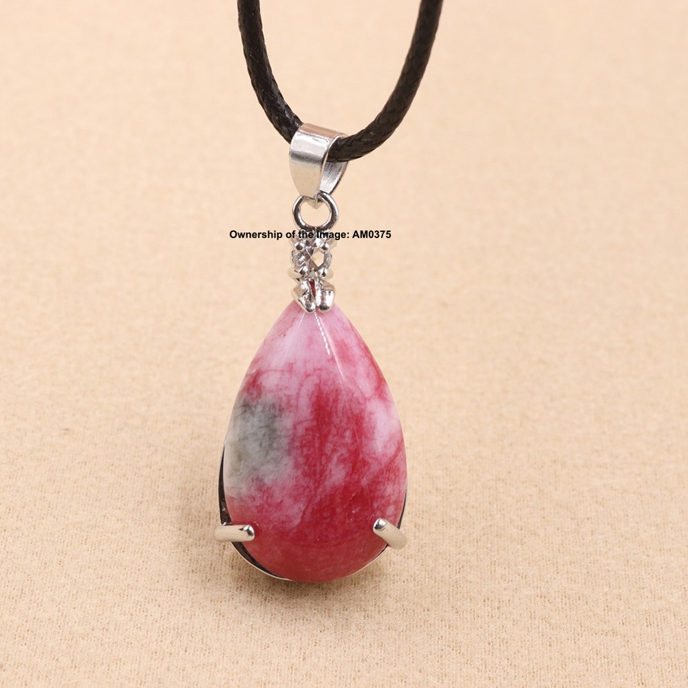 NEW White Alloy Heating Jade Pendant For Women Men Pink Jade Pendant