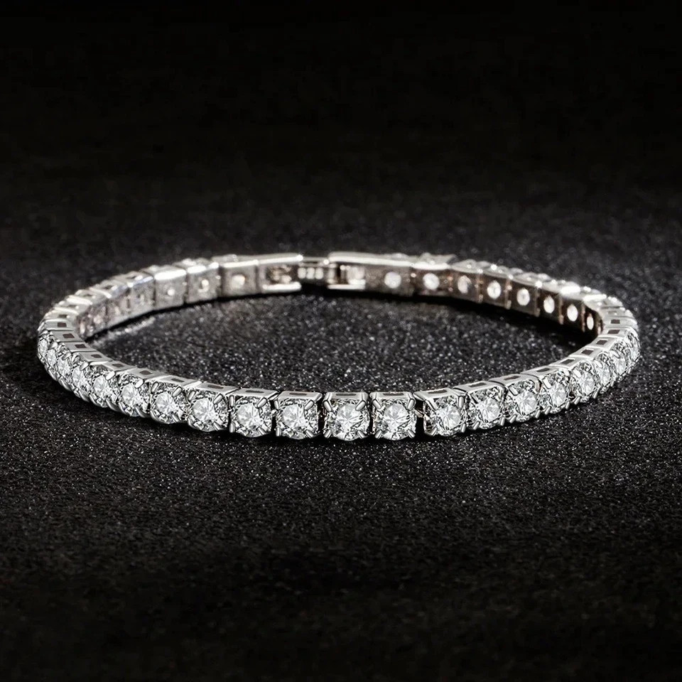 Women’s Tennis Bracelet 925 Sterling Silver Moissanite Wedding Jewelry Gift