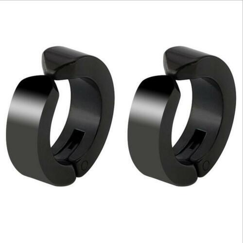 Mens Womens Stainless Steel Clip On Fake Ear Earrings Hoop Huggie Non-Piercing
