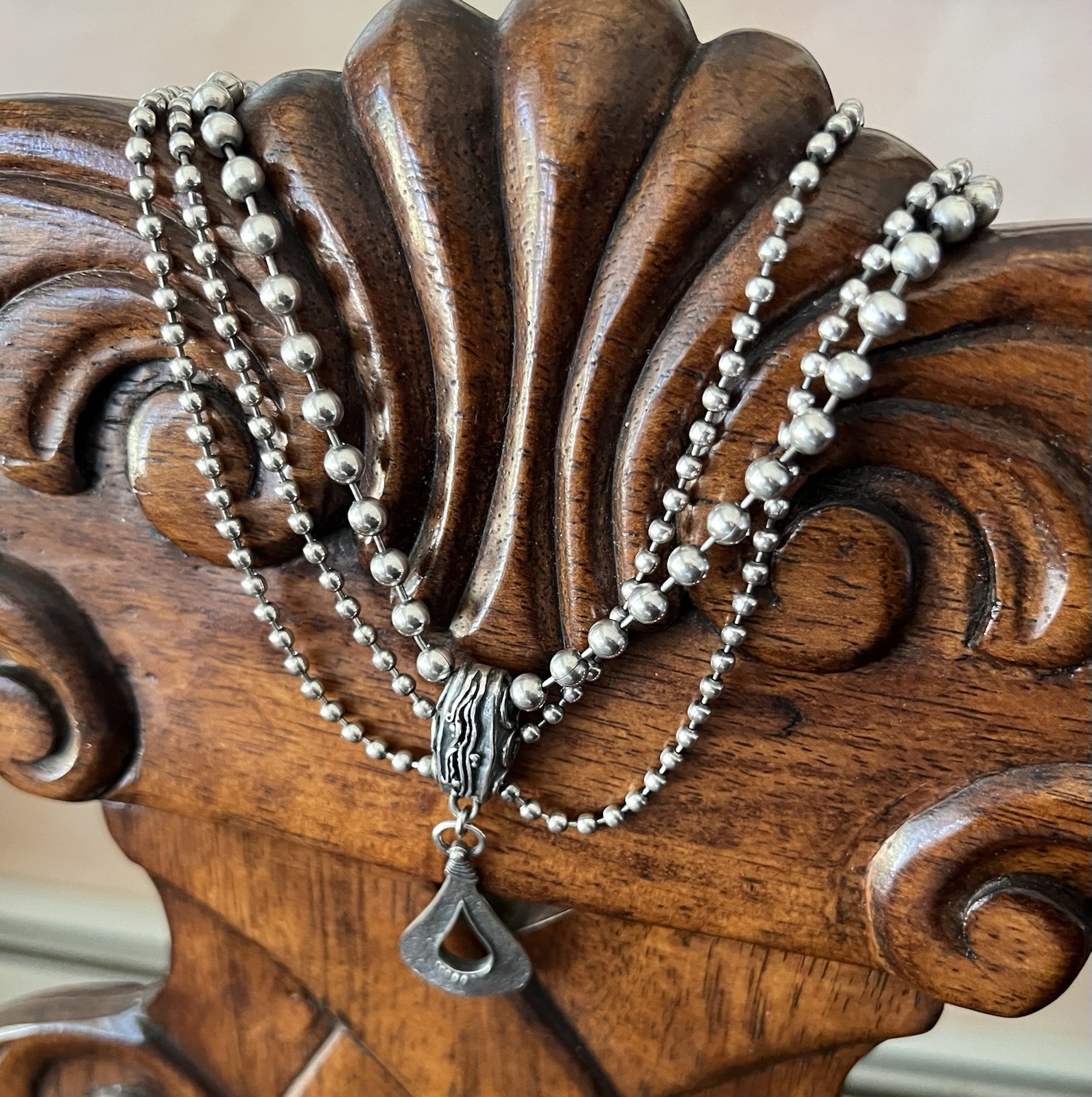 Silpada Multi Strand S.S Beaded Adjustable Necklace Cascading Pendant ..
