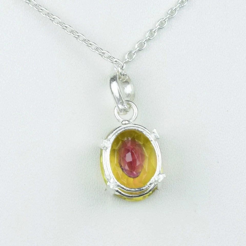 Bi-Color Rare Pitambari Sapphire Pear Natural 23.55 Ct 925 Silver Pendant Gem