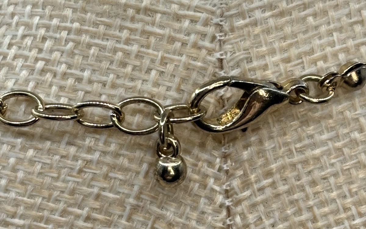 Gold Tone Leopard Print Rhinestone Flower Pendant On Beaded Chain 18-21 In