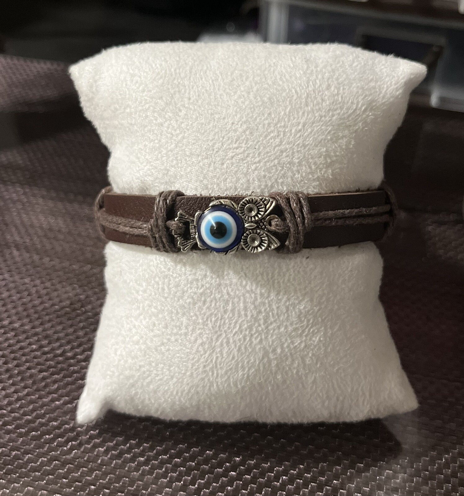 Eye Owl Brown Leather Adjustable Bracelet 👌👌