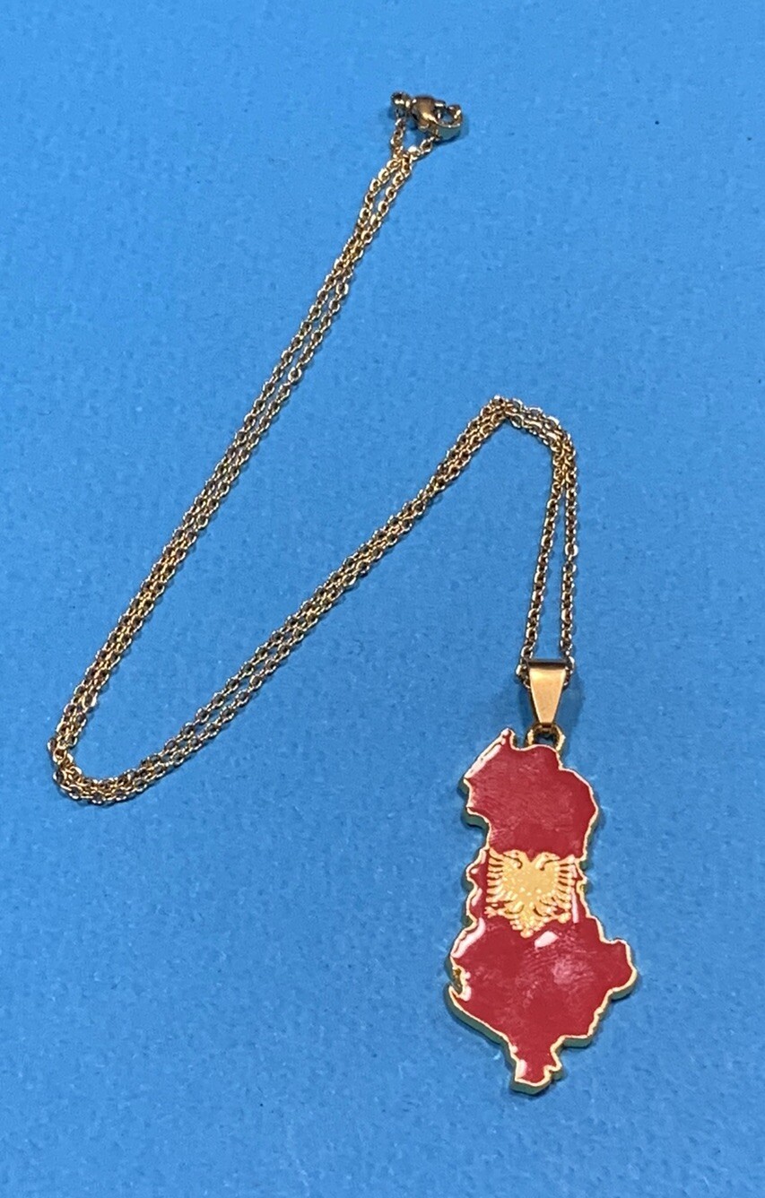NEW ALBANIA MAP-KOSOVA-NECKLACE PENDANT-GOLD COLOR- SOUVENIR