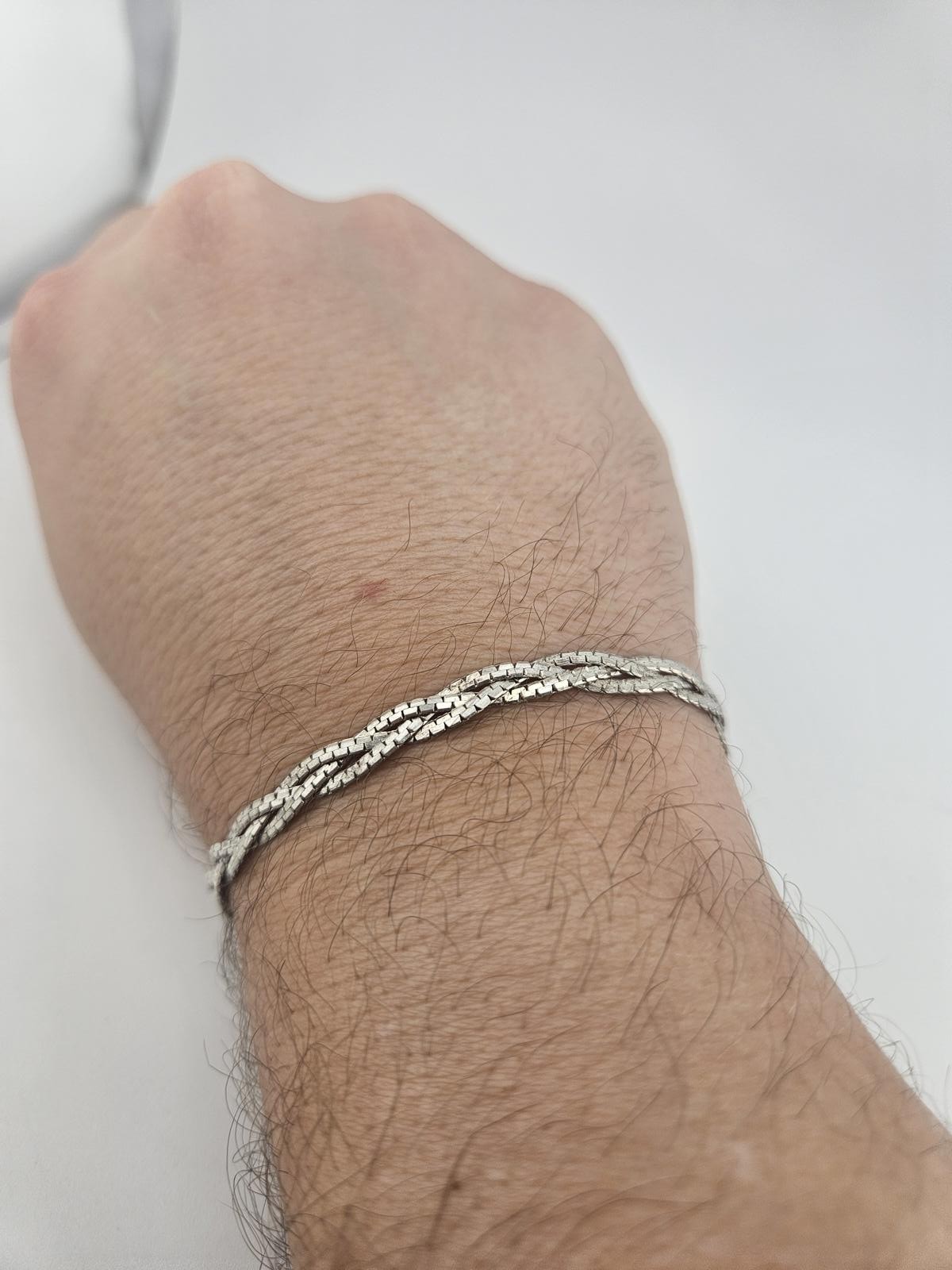 7.5in Sterling Silver 3.2mm Twisted Herringbone Bracelet