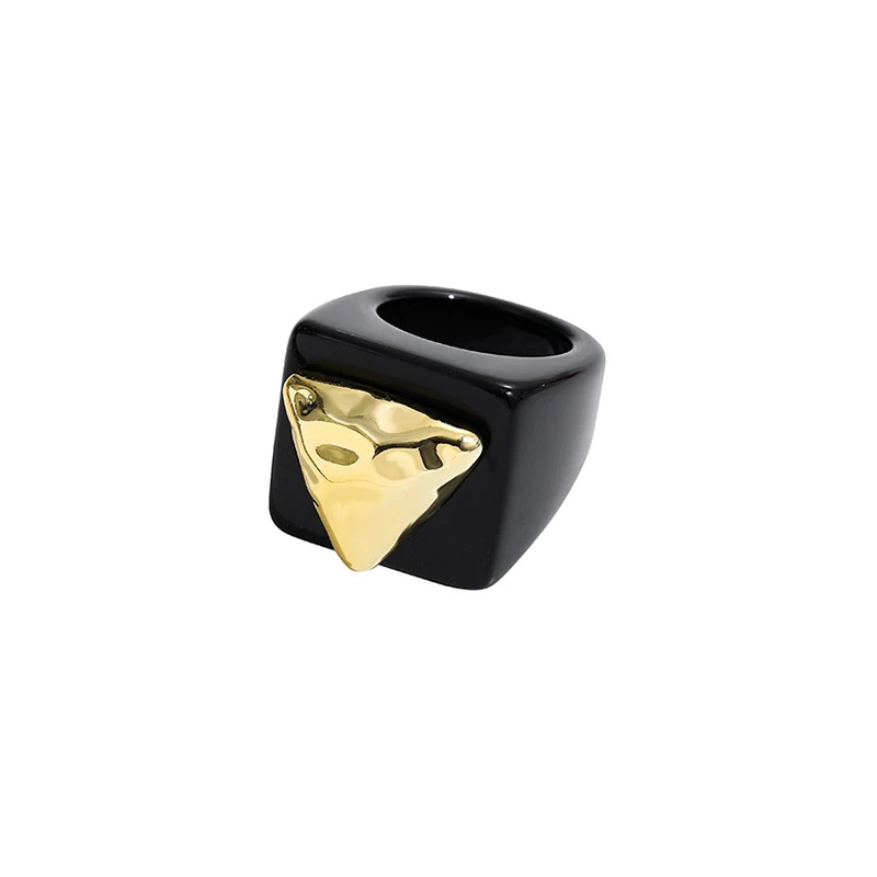 Resin Chunky Ring Geometric Square Round Knuckle Bold Band Women Jewelry