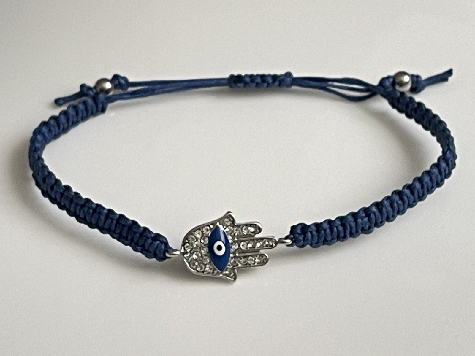Evil Eye Hamsa Bracelet Blue String Bracelet Adjustable Cubic Zerconia