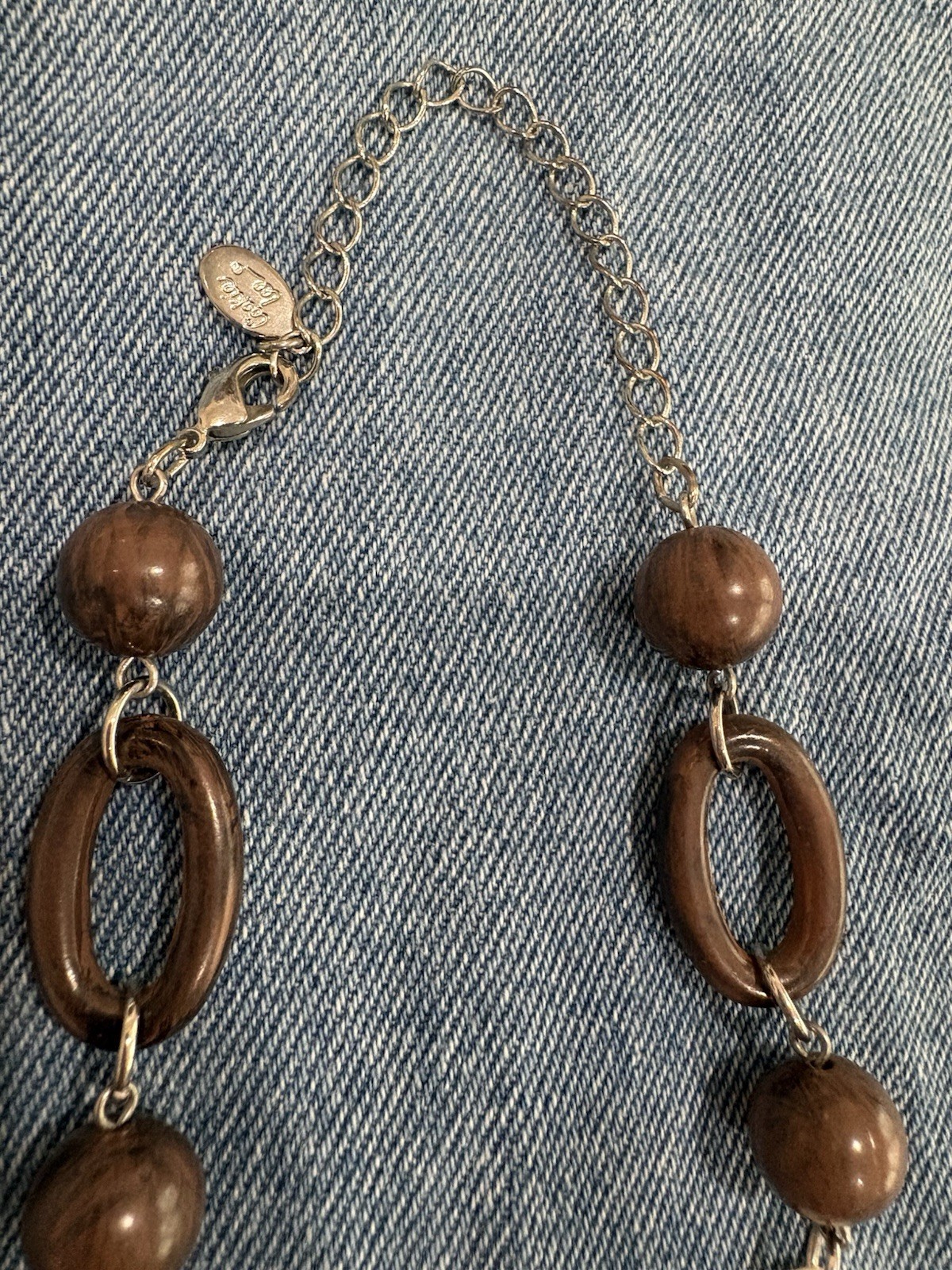 Cookie Lee Brown Cream Statement Necklace Earring Set Chunky Boho Shell Pendant