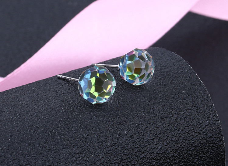 HYPOALLERGENIC Stud Earrings Glacier Crystal diamond cut Disco Ball Earrings A12