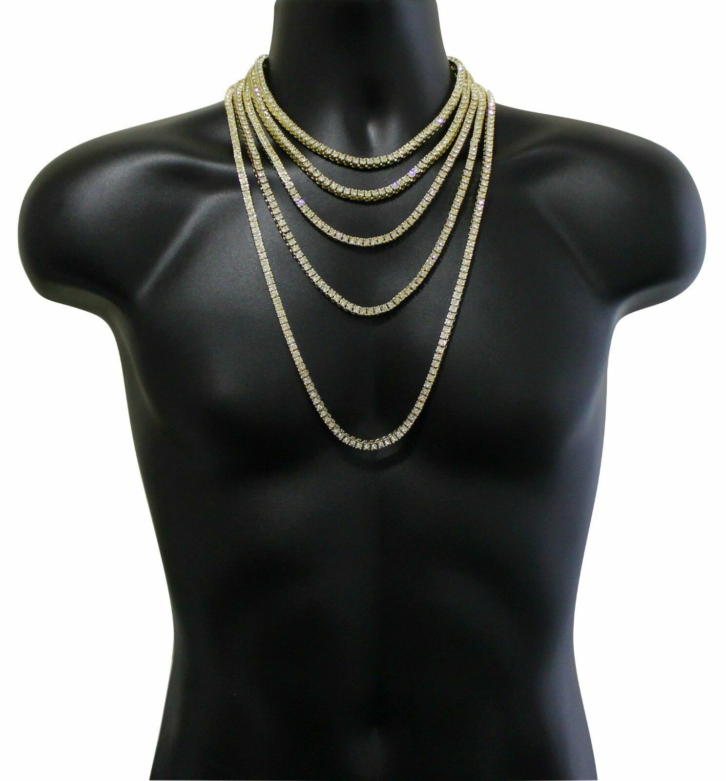 Iced 1 Row Lab Diamond Bling 4.5mm 8.5″ ~ 24″ Tennis Chain Bracelet Necklace