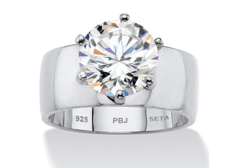 WOMENS 4 TCW ROUND CZ SOLITAIRE STERLING SILVER RING 5 6 7 8 9 10 11 12 13 14