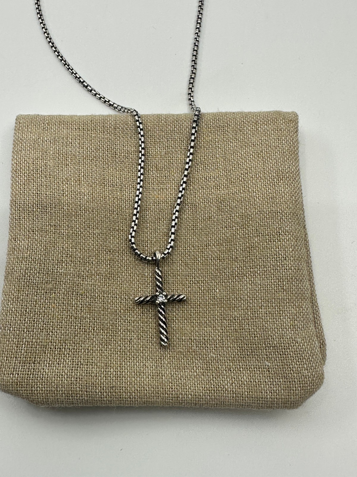925 David Yurman Cable Classics Cross Necklace with Diamond