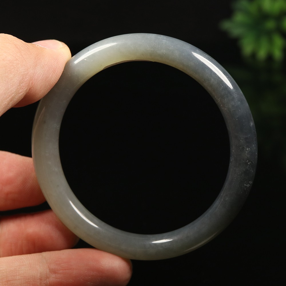 53mm Certified 100% Natural Grade A Black Green Xiu Jade Bangle Bracelet 12531