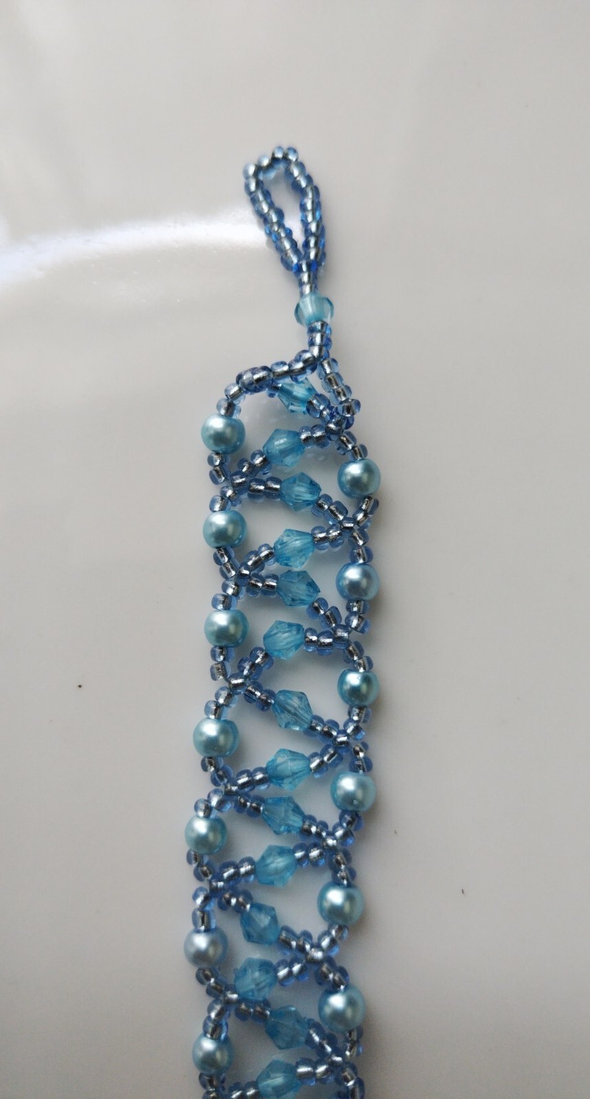 18.5 Cm, Metallic Blue Beaded Netted Statement Bracelet