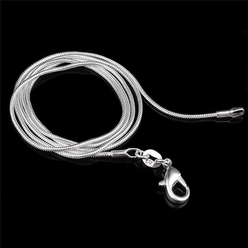 Fashion 925 Sterling Silver Lobster Clasp Snake Chain 20″ For Pendant Necklace