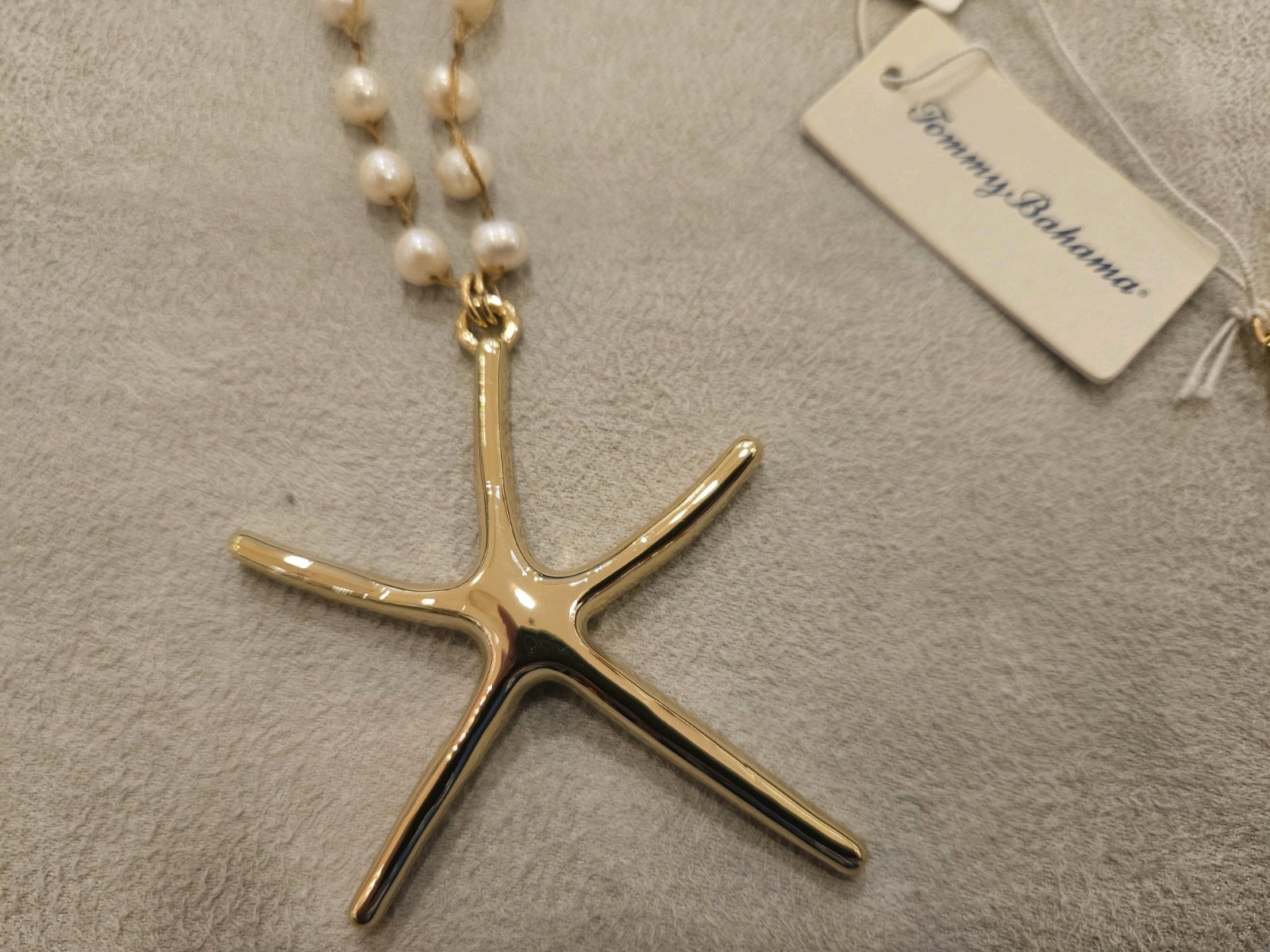 Tommy Bahama Freshwater Pearl Gold Starfish Long Pendant Necklace NWT