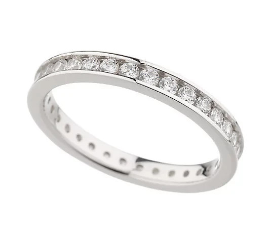QVC EPIPHANY DIAMONIQUE 3/4 ct tw ROUND SILK FIT ETERNITY BAND SZ 6 #J34990