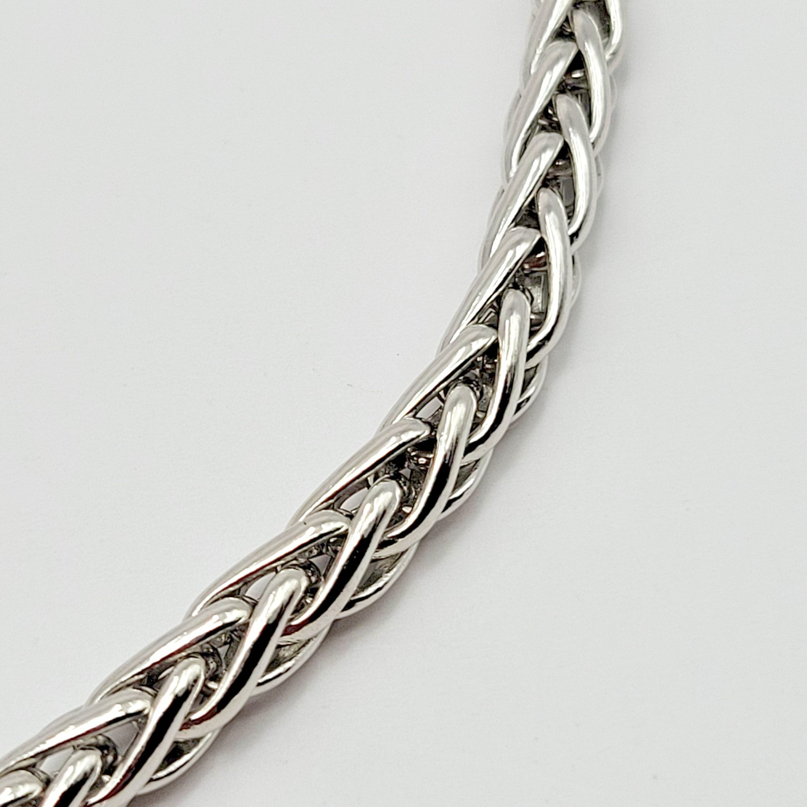 QVC Bronzo Italia Milor Silver Tone 4mm Spiga Wheat Chain Necklace ~ 18″