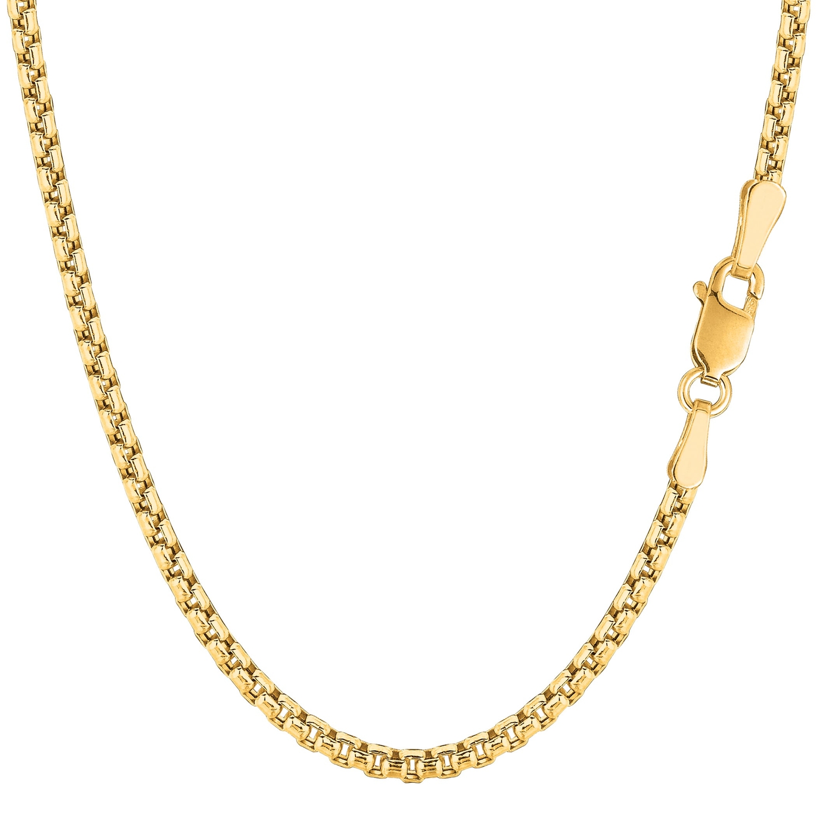 14k Yellow Real Gold Filled Round Box Chain Necklace, 3.4mm, 20″