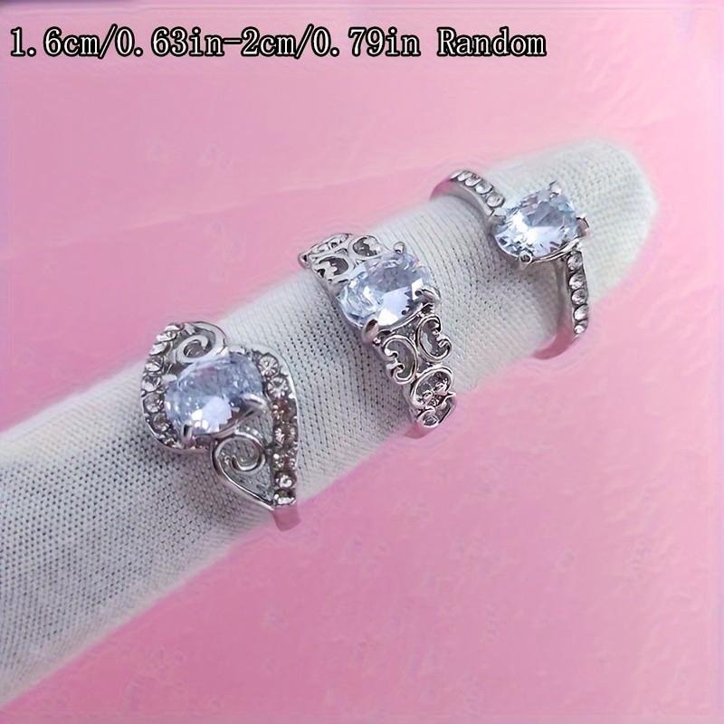10/25/50Pcs Silver Clear Zircon Crystal Ring Fashion Jewelry Gifts for Women