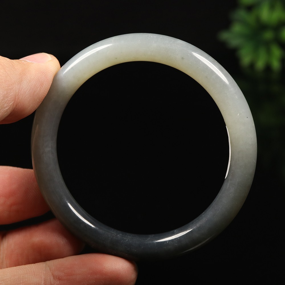 53mm Certified 100% Natural Grade A Black Green Xiu Jade Bangle Bracelet 12531