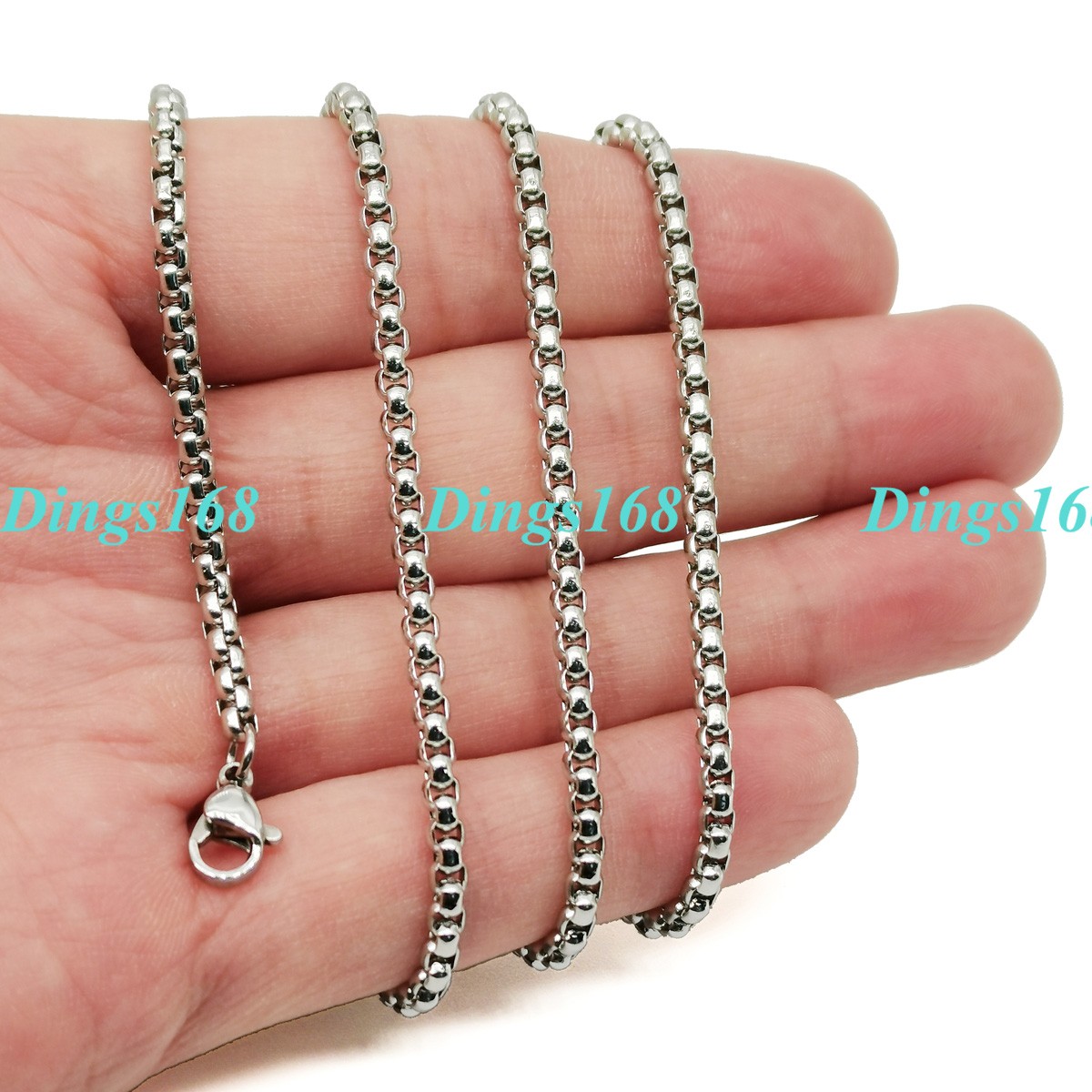 18K White Gold Filled Tarnish-Free Italian 28 inch 3mm Round Box Chain Necklace