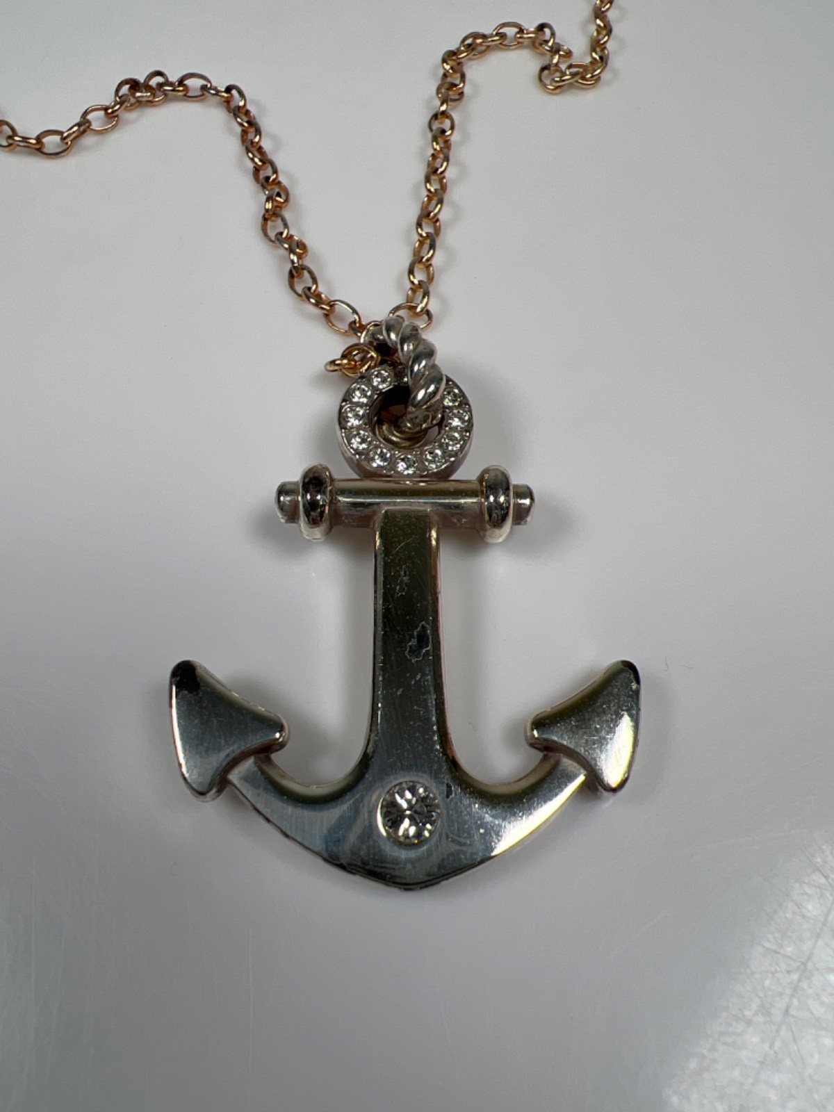Brighton Women’s Silver Two Tone Silver Plated Anchor Pendant 21in Necklace
