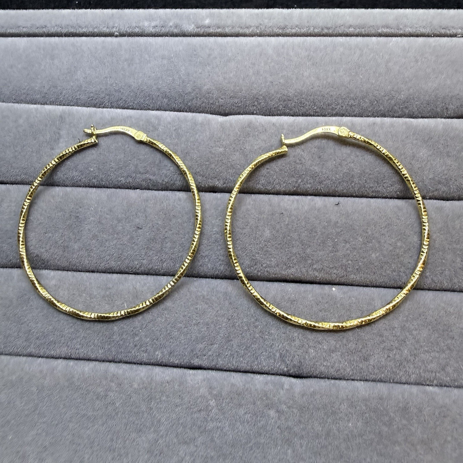 Diam. Cut Gld. Color Hoops. The Hoops Are Ster. Silv. W/ Gld. Verm. 1-1/2 In.