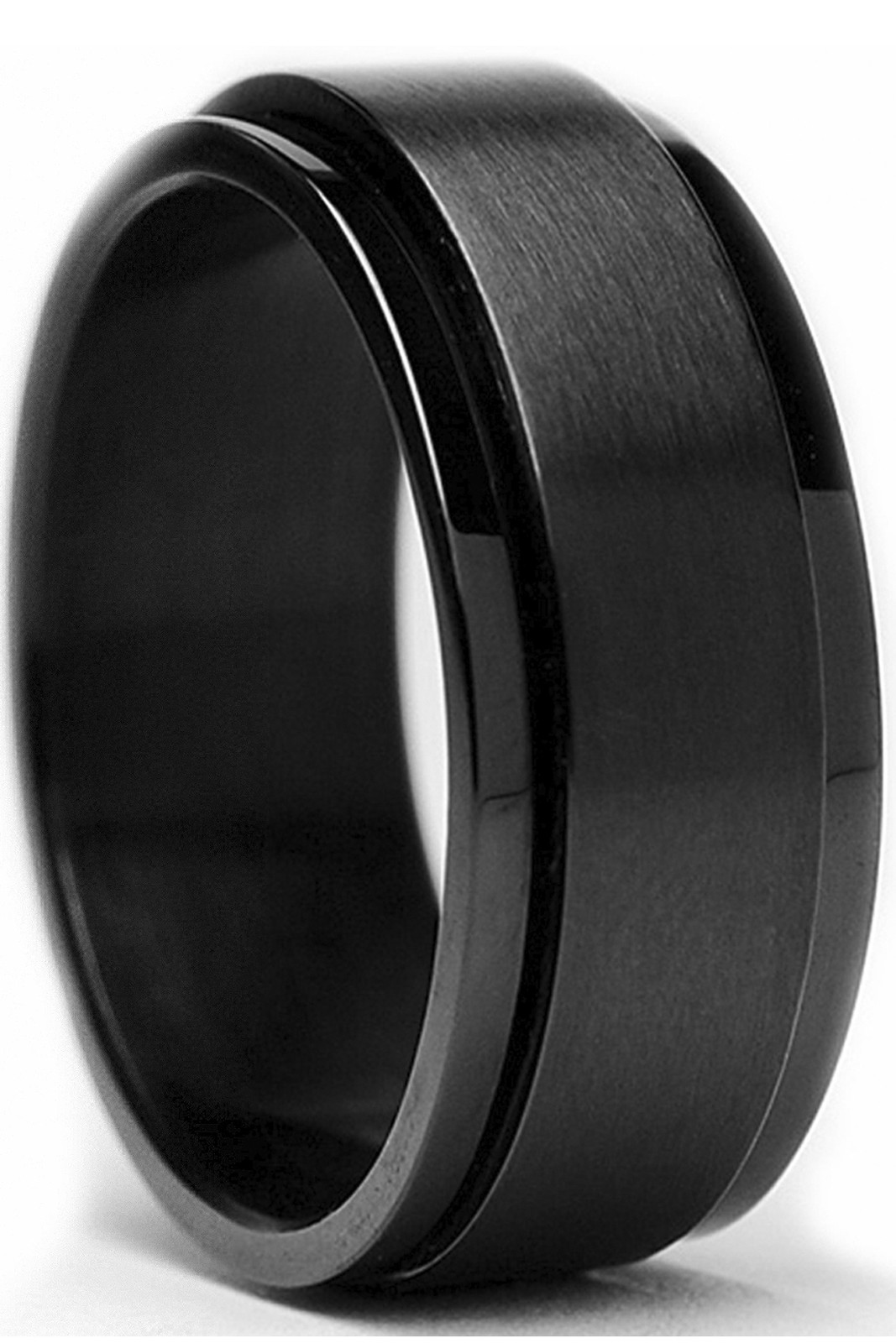 Men’s 8MM Black Stainless Steel Spinner Ring Sizes 6 to 15