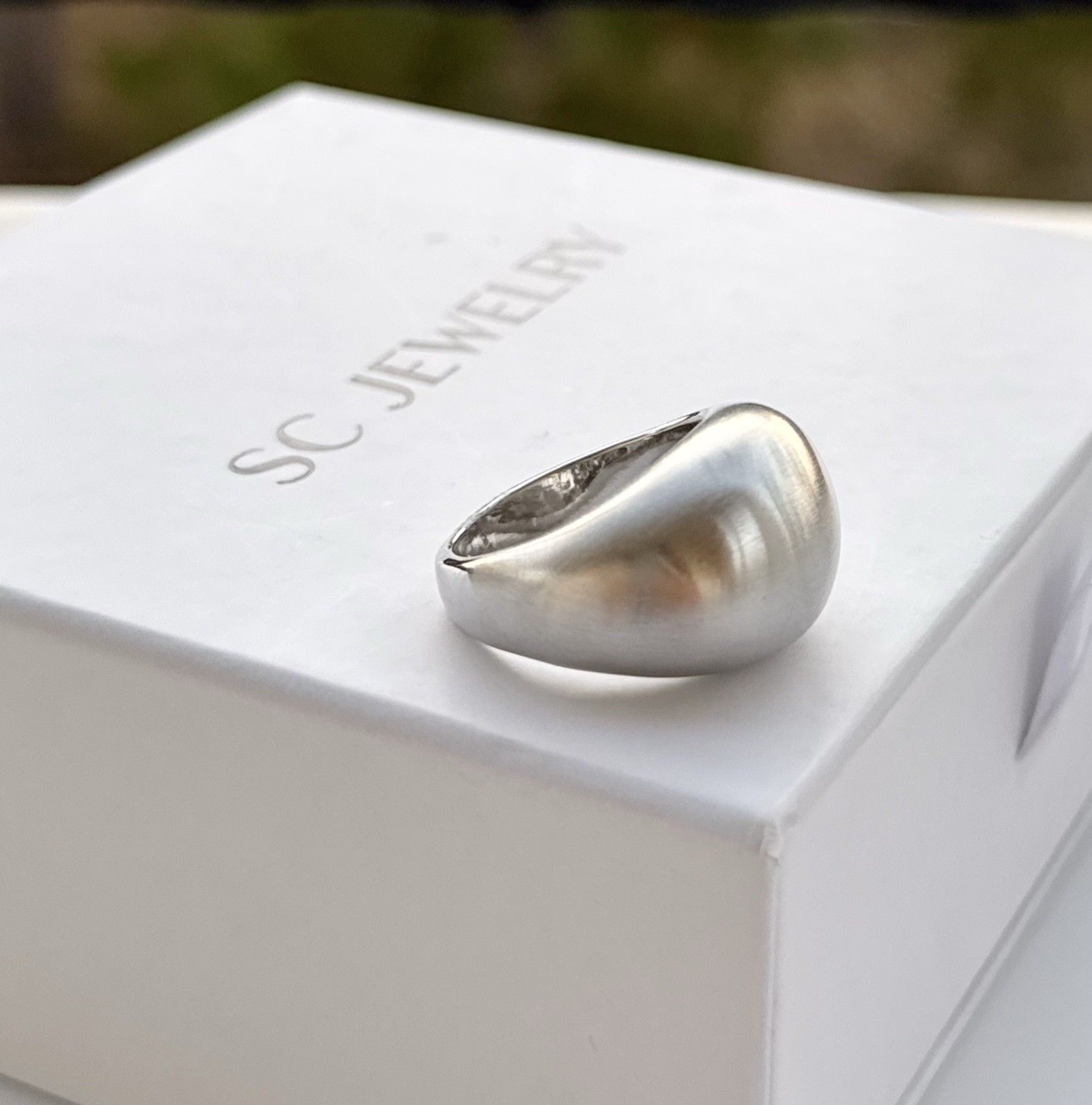 Limited Edition French Dome Ring – Brushed Silver Platinum Plated