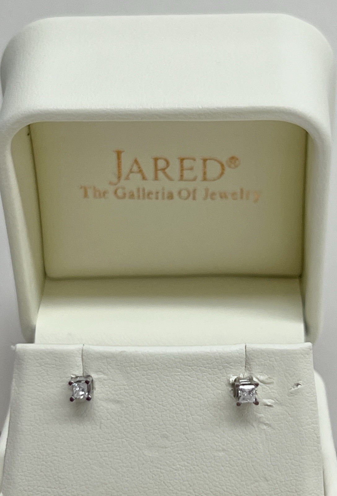 2mm Real Diamond Princess-Cut Solitaire Stud Earrings 1/8 ct 10K White Gold