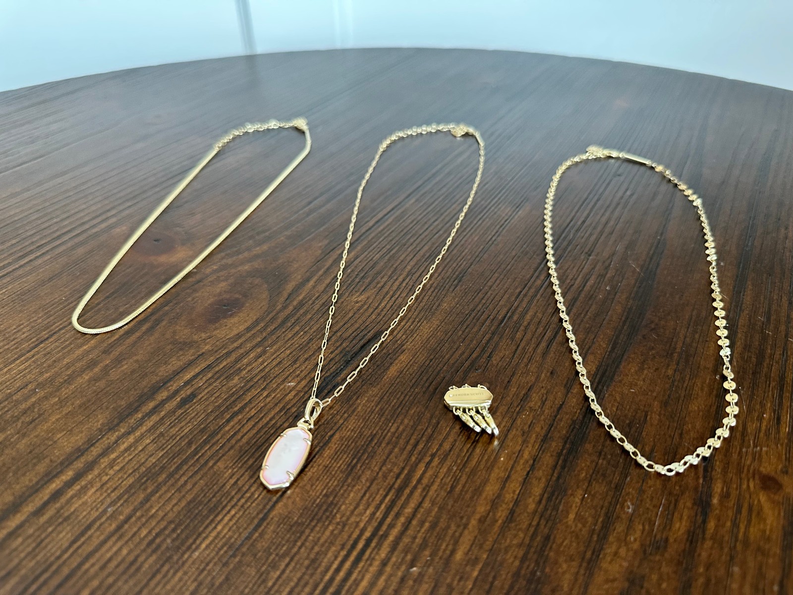 Kendra Scott Convertible Layered Necklace Gold Pink Iridescent 3 In 1 Detachable