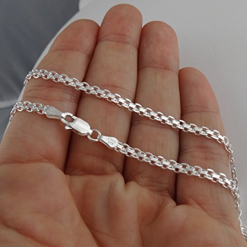 Italian 925 Sterling Silver 3mm Bismark Chain – 16, 18, 20, 22, 24, 30