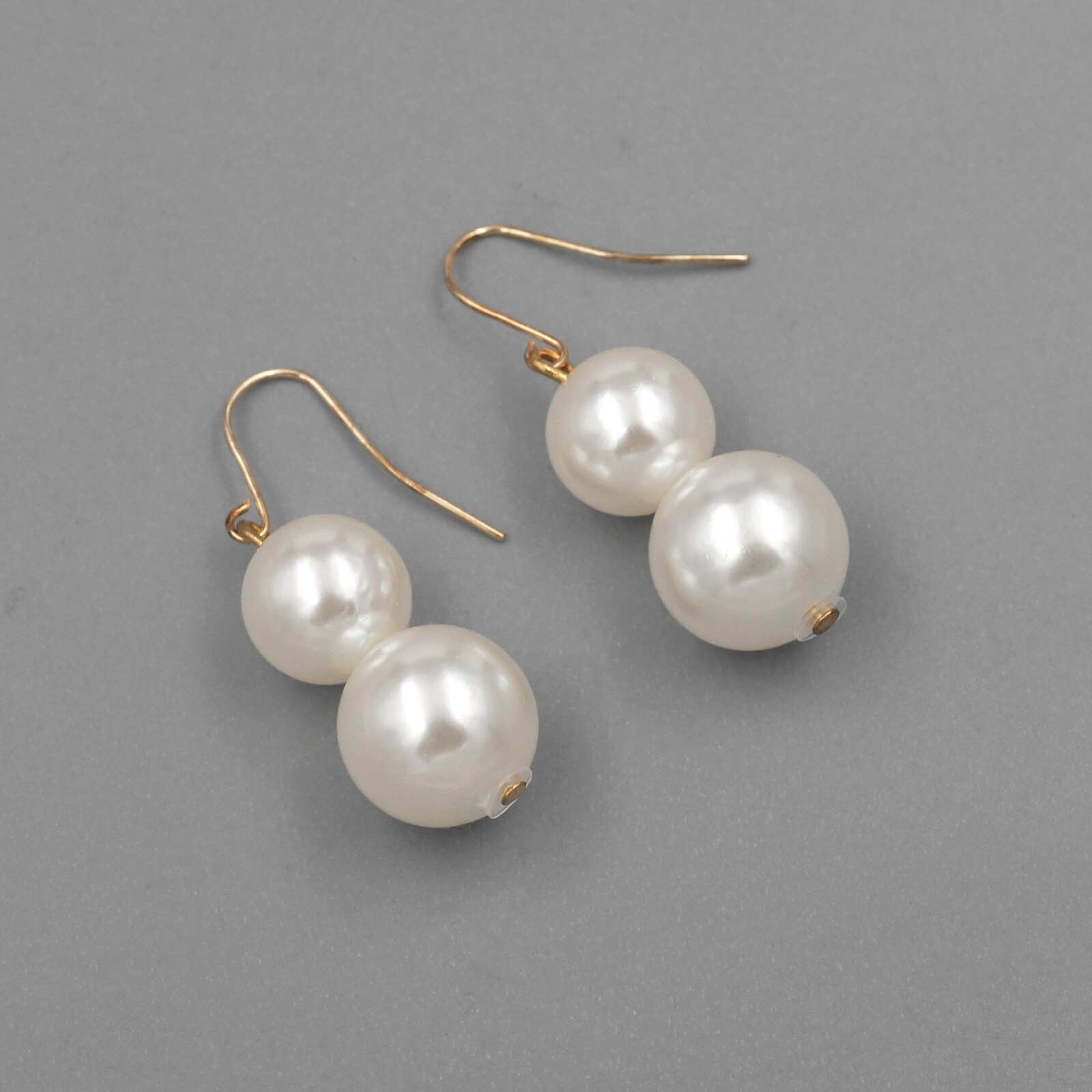 White Glass Pearl Multi Layered Strand String Necklace Earrings Jewelry set 0090