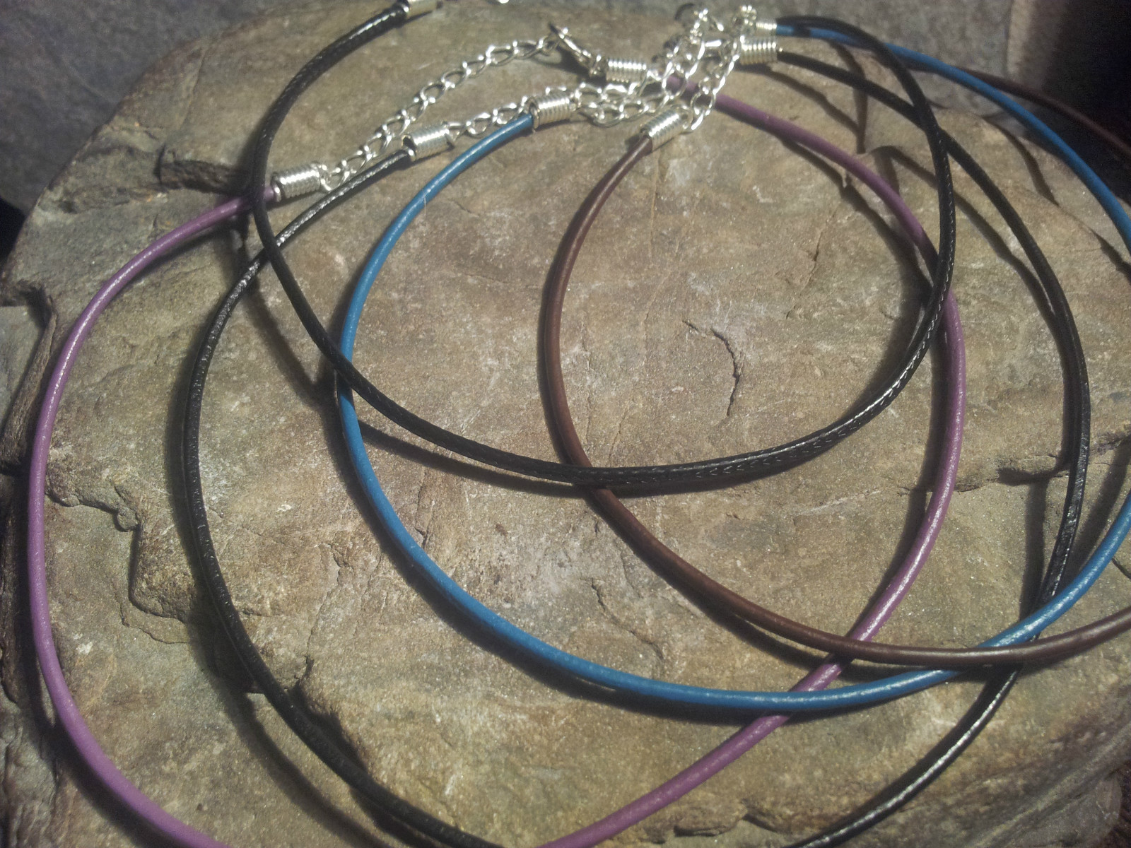 Plain Black Real Leather Waxed Cotton Tibetan Charm Retro Hippy Choker Handmade