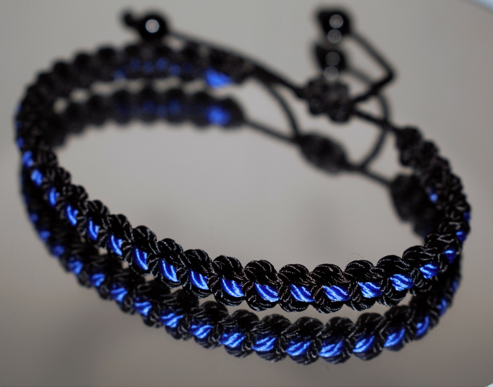 Thin Blue line braided bracelet -support police wristband -new -for man & woman