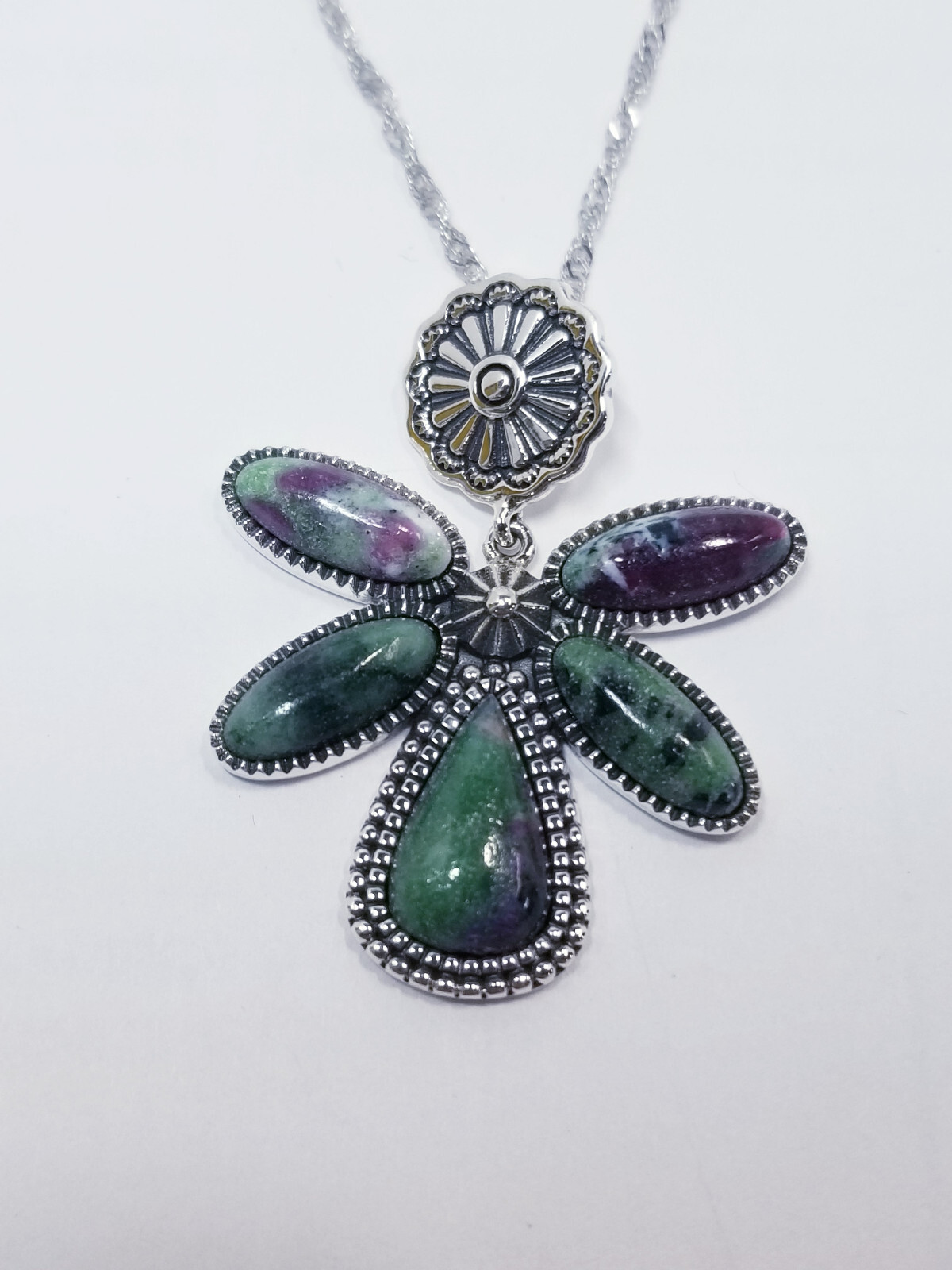 JTV Ruby-in-Zoisite Sterling Silver Pendant with Chain