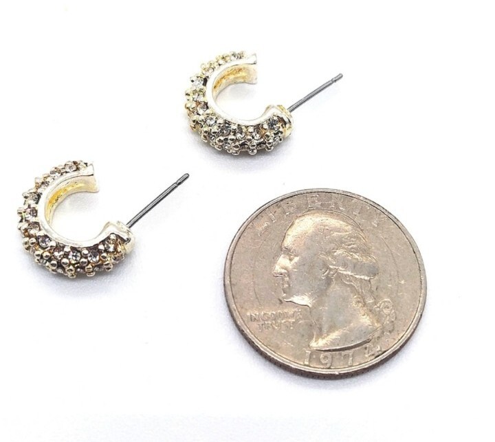 Palladium Plated Made with Swarovski Crystals 3/4″ Mini Hoop Earrings