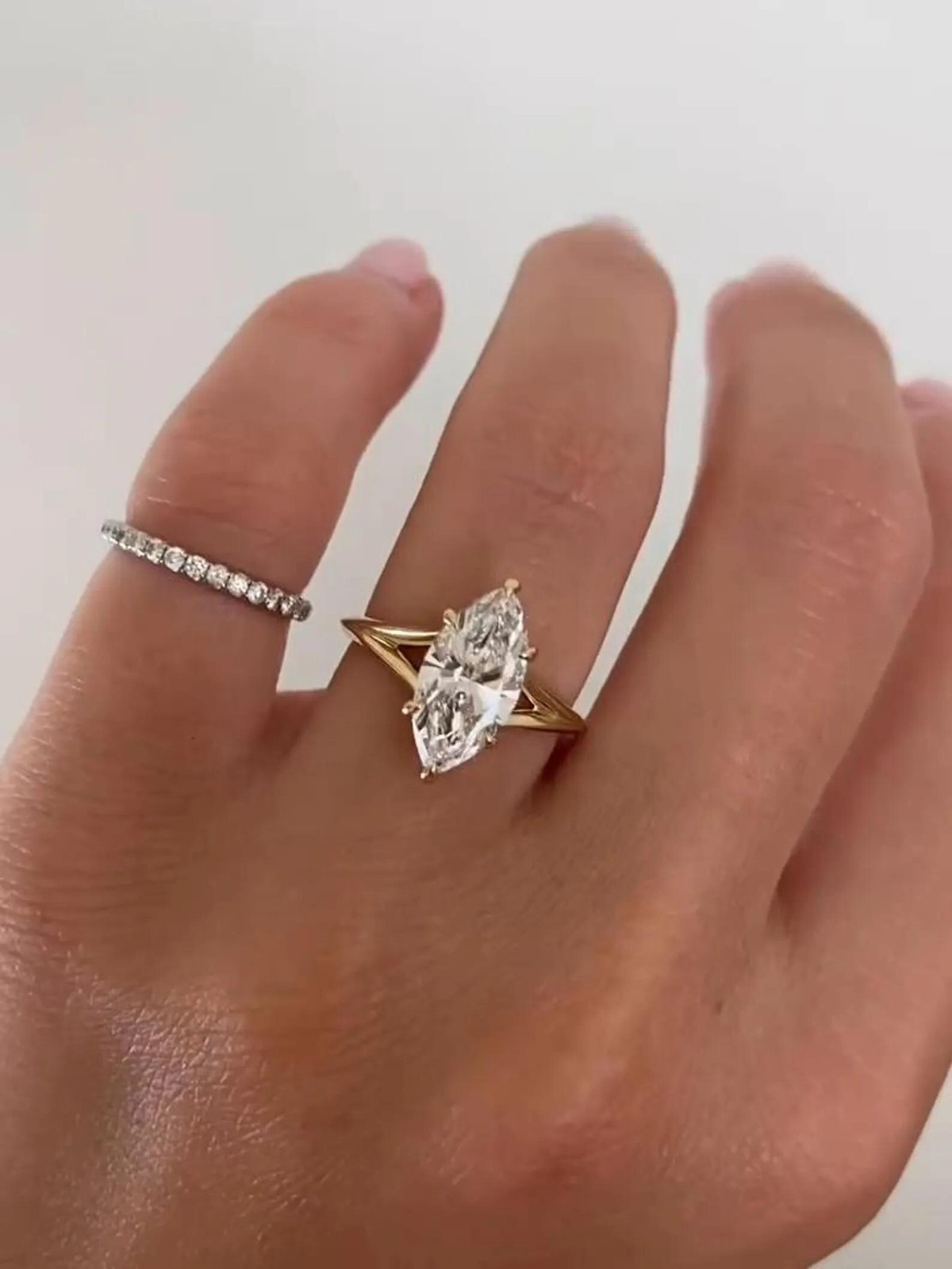 1.50CT Marquise Moissanite Solitaire Engagement Ring, Split Shank Solitaire Ring