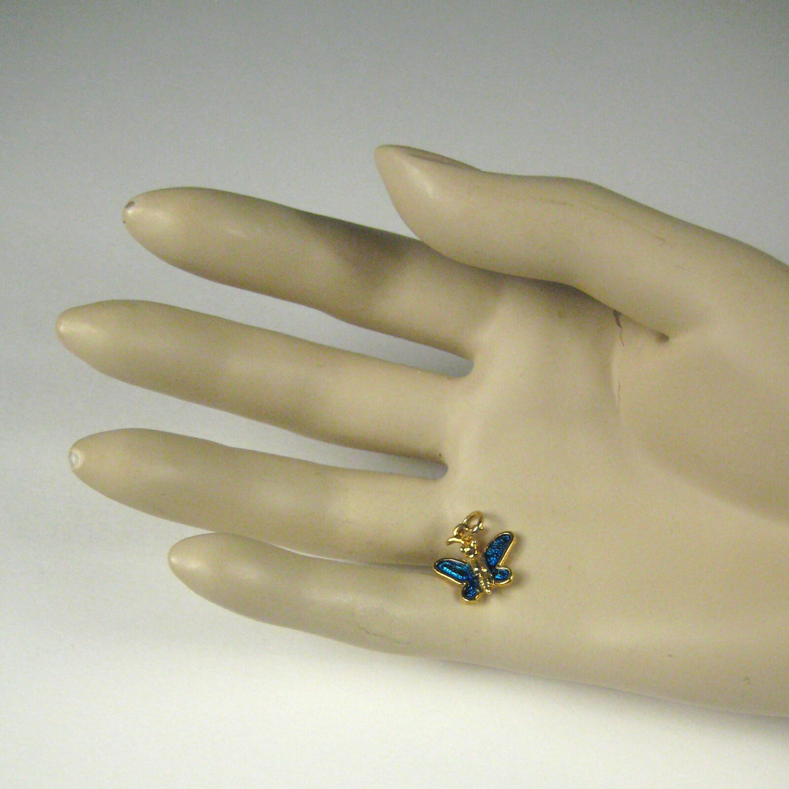Butterfly Charm ONLY Goldtone Enamel Blue 1/2 inches