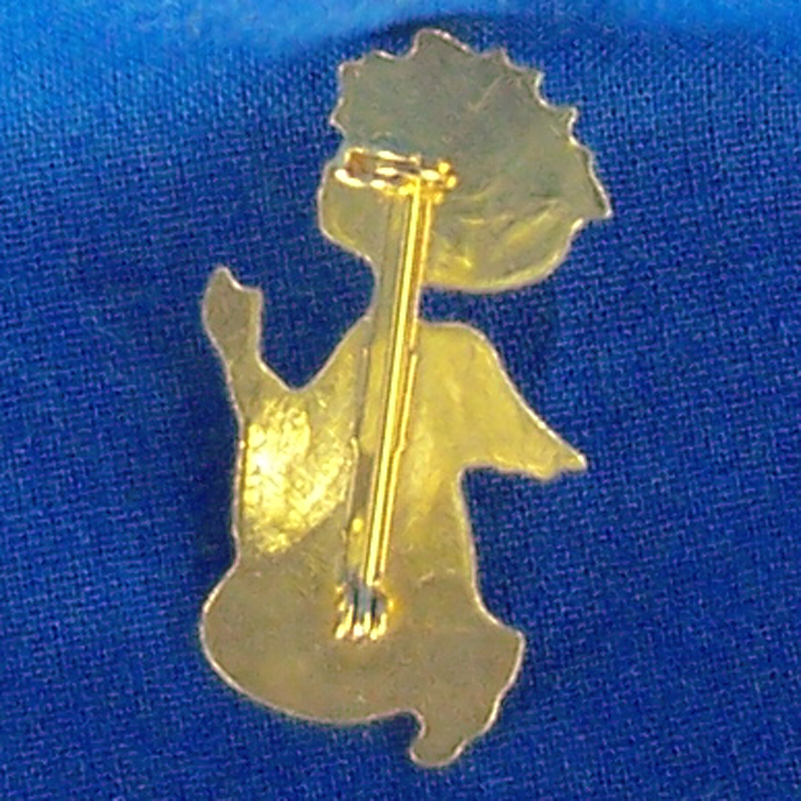 Vintage Small Pin Angel Praying Green Rhinestone Gold Tone Metal Brooch