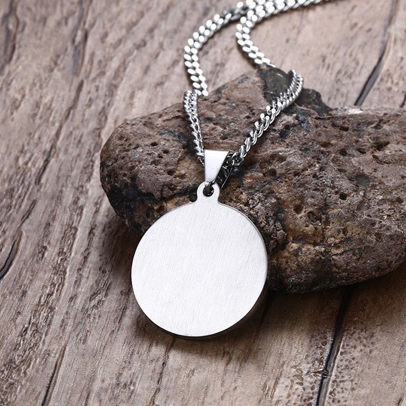 Silver Women Men Medical Alert ID Necklace Pendant Cubic Zirconia Free Engraving