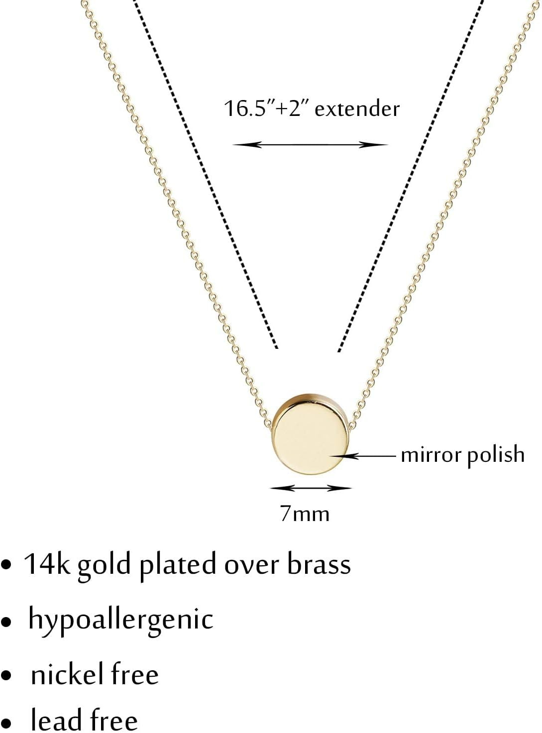 Gold Necklace for Women 14K Gold Plated Circle Cubic Zirconia Pendant Necklace D