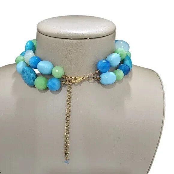 Women’s Turquoise Stone Double Layer Statement Necklace NWOT