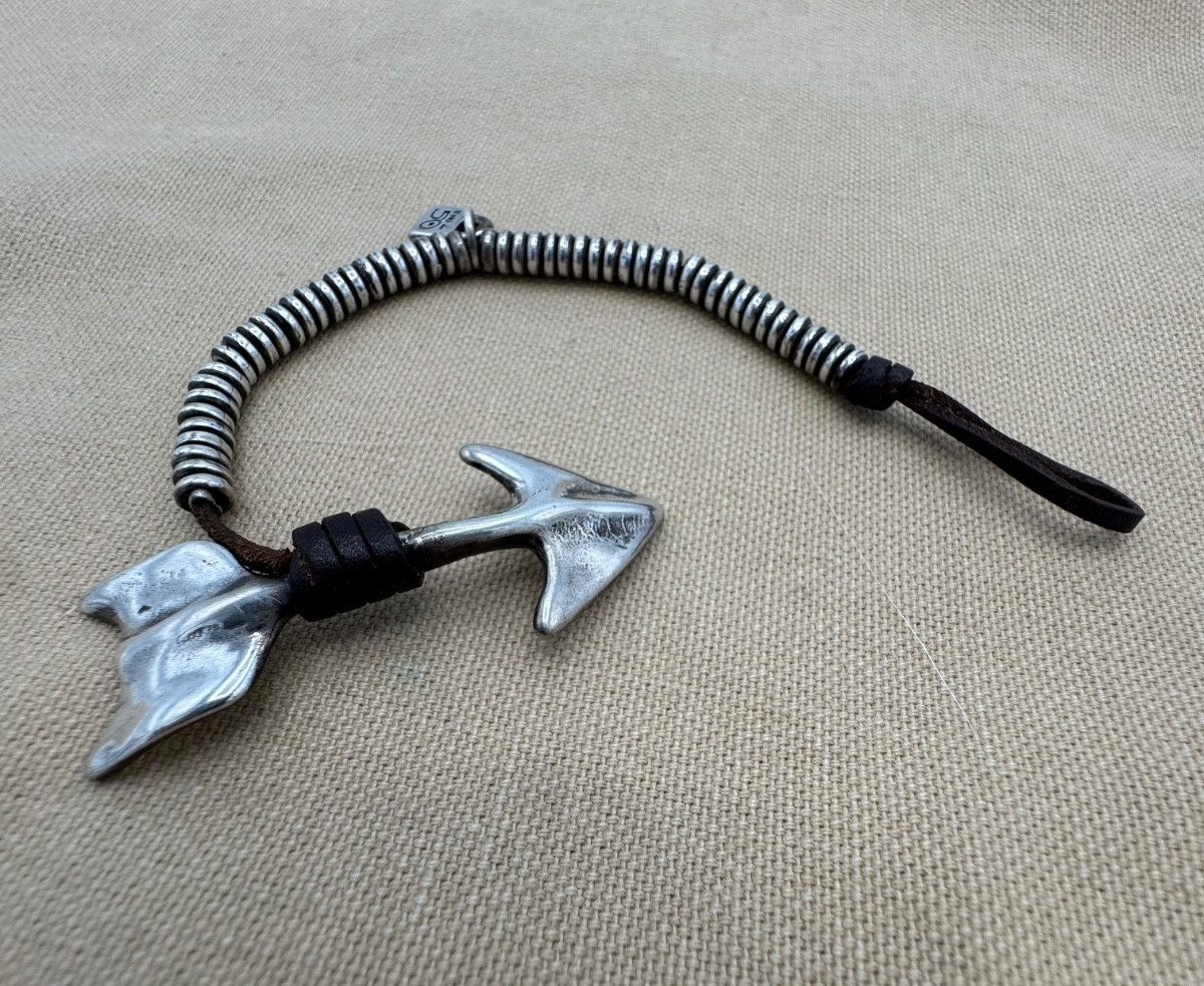 UNO de 50 Silver Plated Arrow Bracelet Leather Wrap Artisan Spain