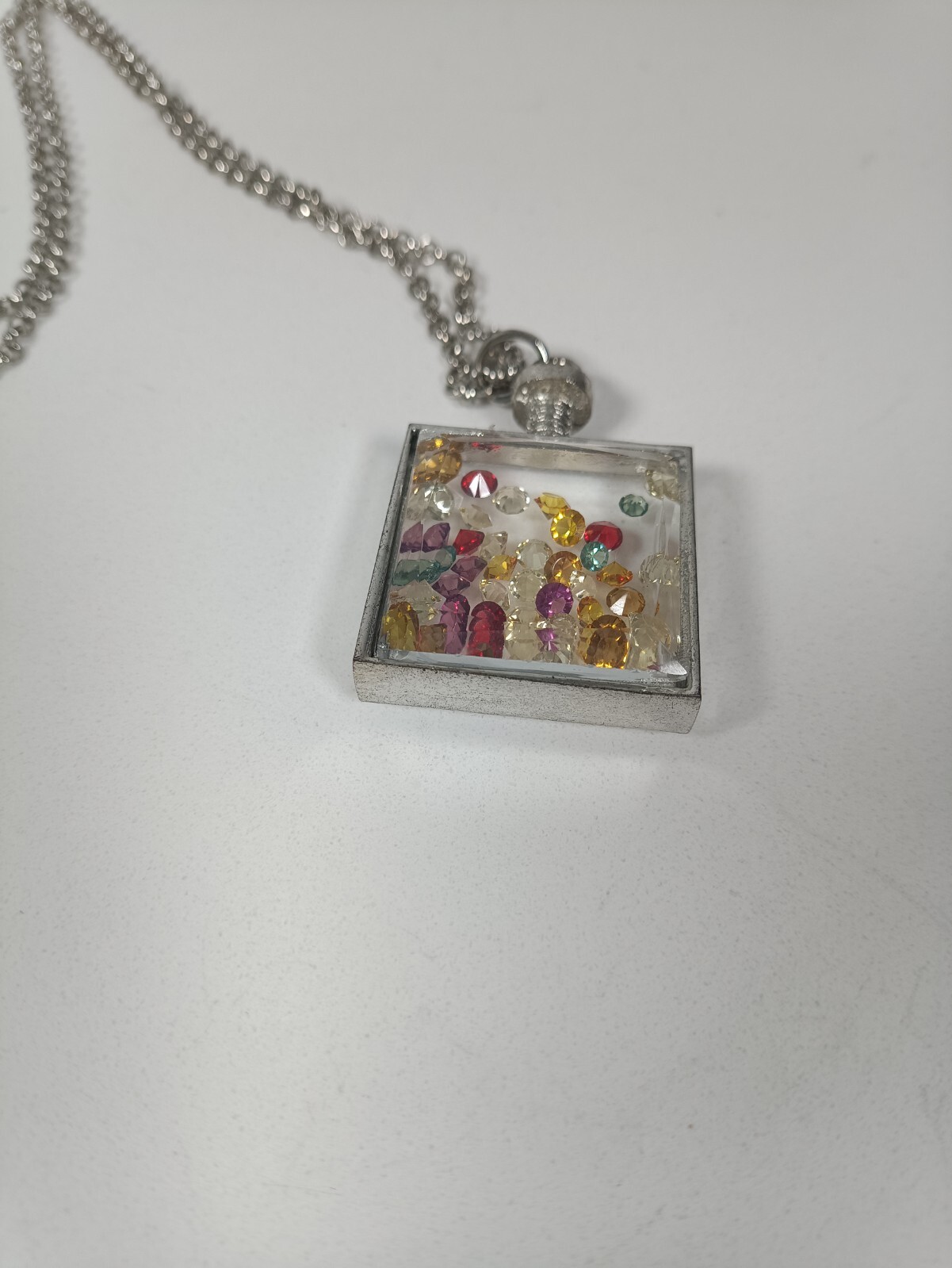 Multicoloured Crystal Silver Tone Necklace Pendant
