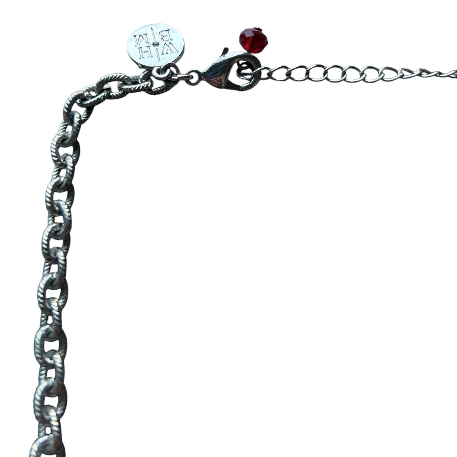 White House Black Market Red Crystal Charm Statement Necklace 21″