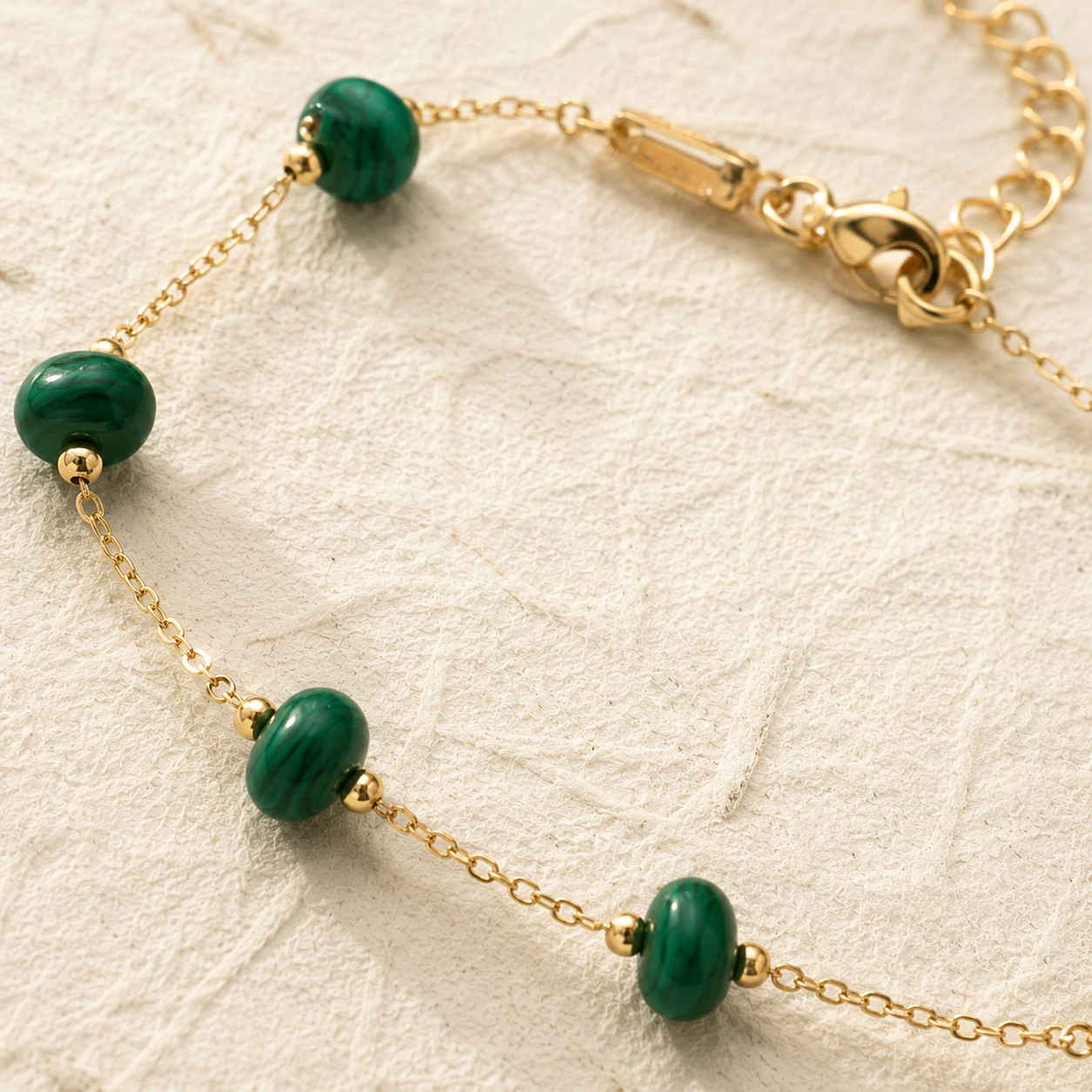 Natural Malachite Geometric Bracelet | 18K Gold Plated | Transformation